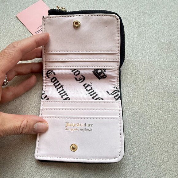 NWT Juicy Couture black Juicy Girls Only L-Zip Card Case wallet bag - Picture 5 of 6